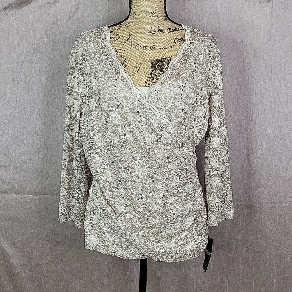 MSK Crochet Sequined Blouse XXL